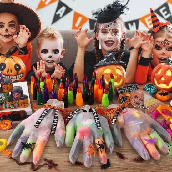 233PCS Halloween Party Favors - 24 Pack Toys Bulk Stuffed Gloves,... 