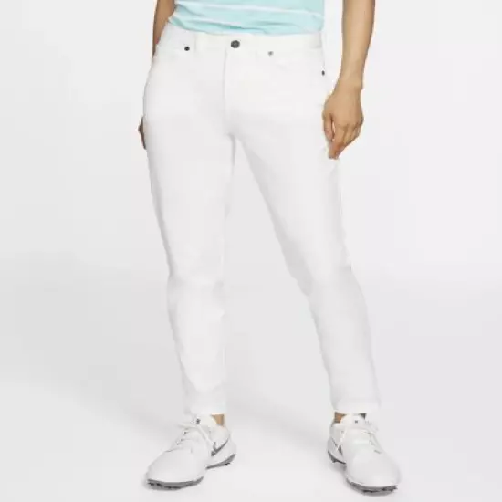 Nike Slim Fit Golf Pants Mid Rise Dri-Fit Zip Fly White Womens 10 BV6081-100 NWT