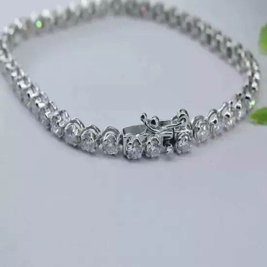 5.00Ct Round Cut Lab Created Diamond Men's Tennis Bracelet 14K White Gold Finish