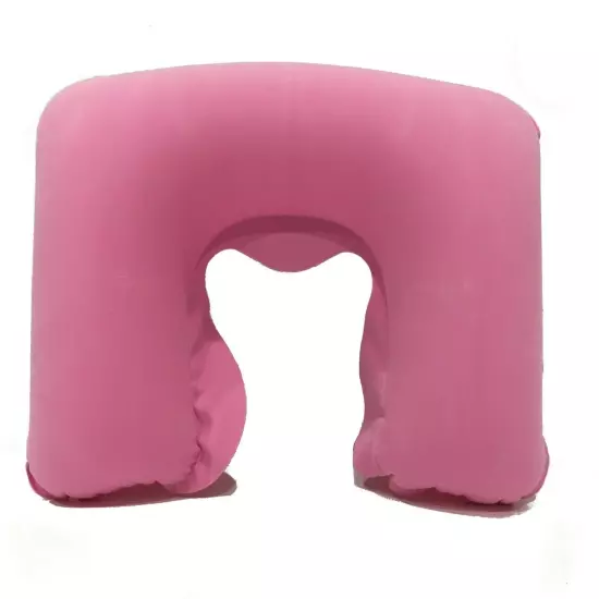 Inflatable Neck Shape Travel Pillow Easy Inflate Soft Velvet Cover Compact Carry