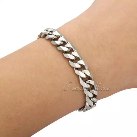 Men's Chain 3/5/7/9/11mm Stainless Steel Bracelet Silver Curb Cuban Link 7-11"