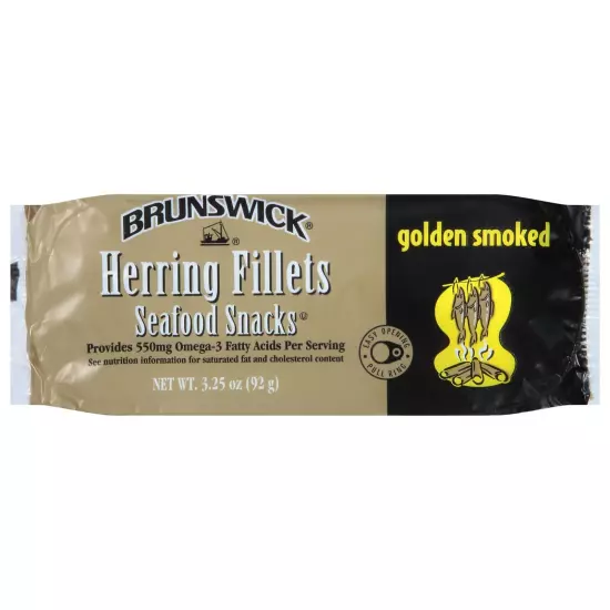 Brunswick Golden Smoked Herring Fillets 3.25 oz Can (Pack of 12) - 18g Prote