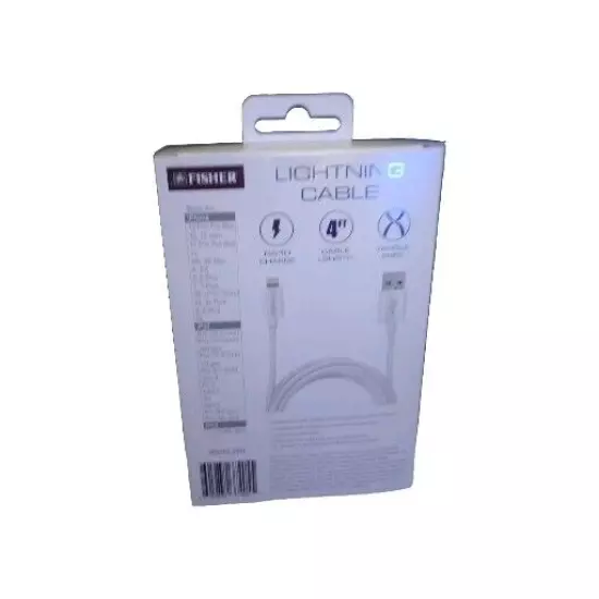 NEW FISHER USB Cable 4 ft Lighting Cable for iPhone | iPad | iPod Braided White: