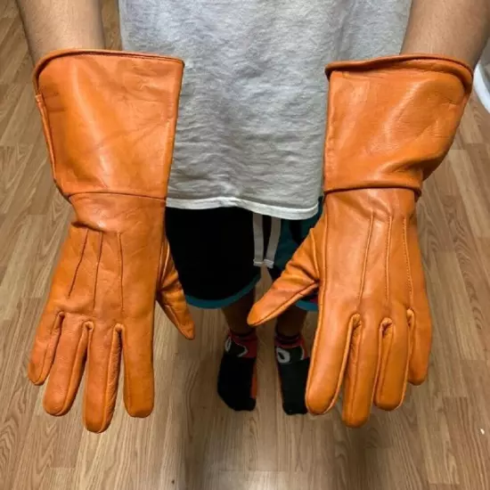 Genuine Leather Medieval Long Cuff Gloves, Made With Original Sheep Skin Leather