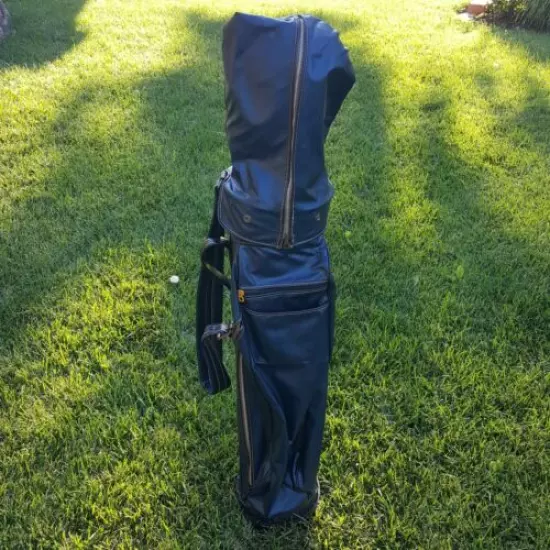 Vintage Fairway By Leeds New York Faux Leather Golf Bag Single Shoulder w Cover