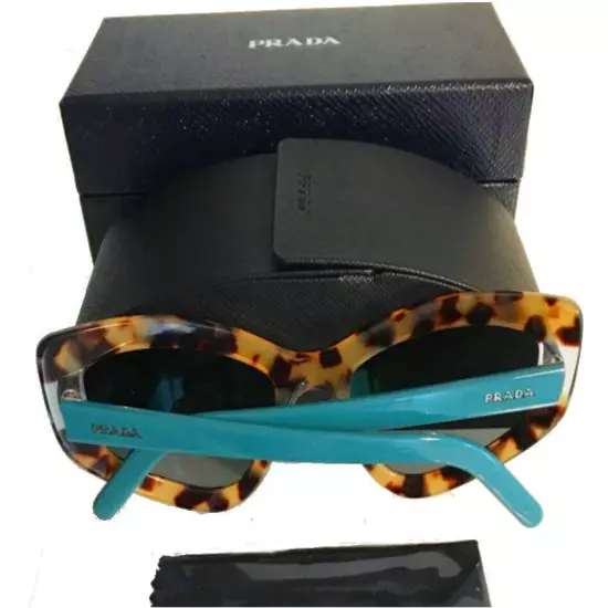 $352 Prada Catwalk Havana Sunglasses Brown + Blue 55-21-140 Made Italy NIB NWT