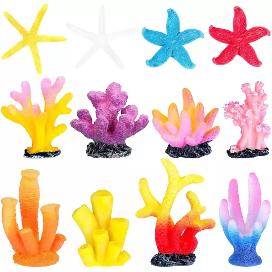 12 Pieces Fake Coral Plant Aquarium Decorations Fish Tank Ornament Decor Arti...