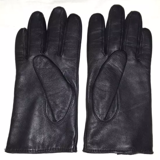 H&M lined black leather gloves with zip closure womens size S EUC