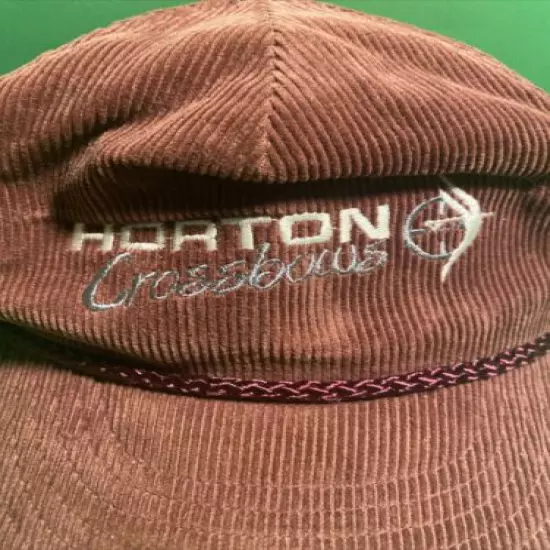 Vintage Horton Crossbows Bow Hunting Brown Corduroy Snapback Hat Cap (b17)