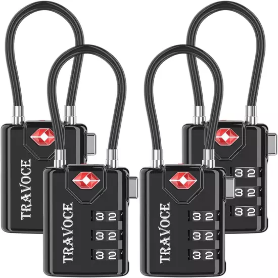 Search Alert TSA Approved Travel Combination Luggage Cable Locks for Suitcase, G