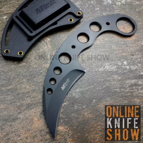 Straight Edge Razor Fixed Blade Black Cleaver TANTO Hunting Knife Karambit NEW