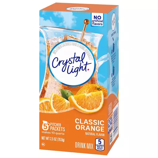 Classic Orange Naturally Flavored Powdered Drink Mix, 60 Ct Pack, 12 Canisters o