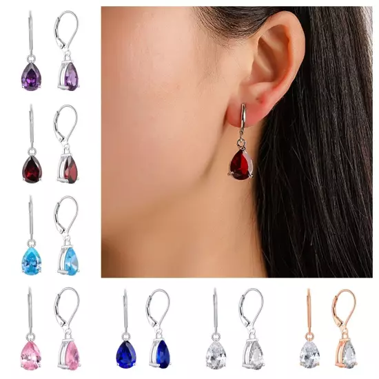 Fashion Cut Zircon Water Drop Stone Earrings For Women Wedding Party Jewelry 