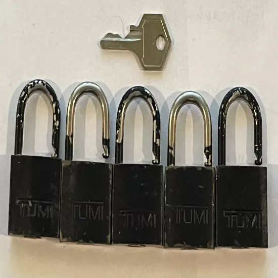 Tumi Lot Of 5 Small Black Metal Logo Travel Luggage Locks 1 Key