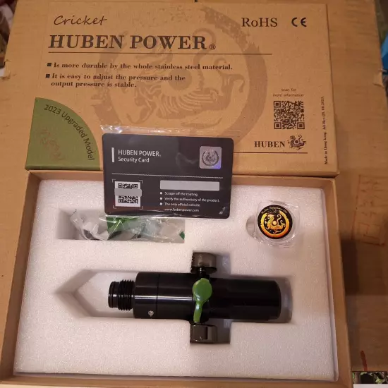 Huben Power Cricket Regulator Adjustable Output. 300 Bar, M18x1.5 PCP Paintball