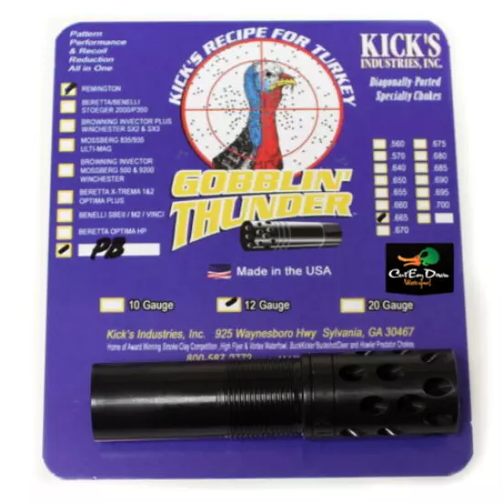 KICKS GOBBLIN THUNDER PORTED TURKEY CHOKE TUBE 12GA REMINGTON PRO BORE .665