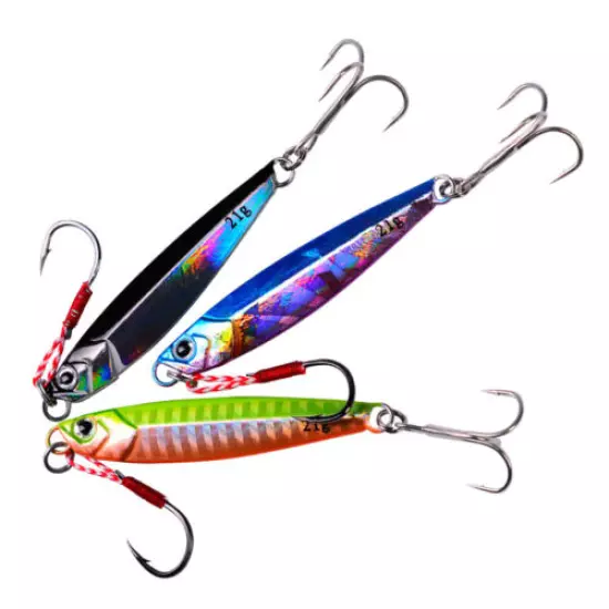 5pcs Slow Fall Fishing Jigs Lures Sinking Lead Metal Flat Jigging Baits Tackle