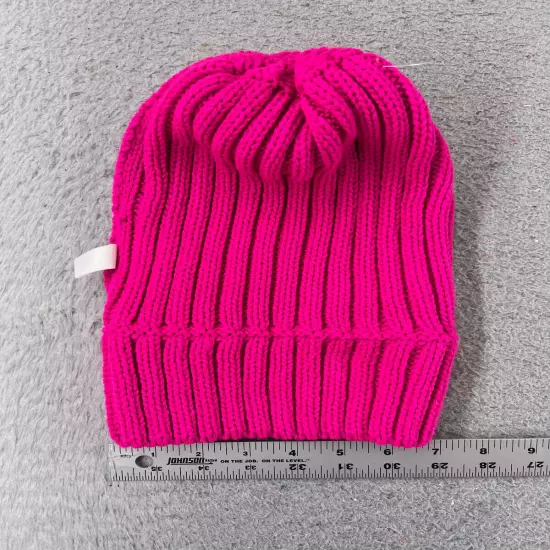 BP Nordstrom Beanie Toque Womens One Size Hot Pink Knit Detachable Pom Acrylic