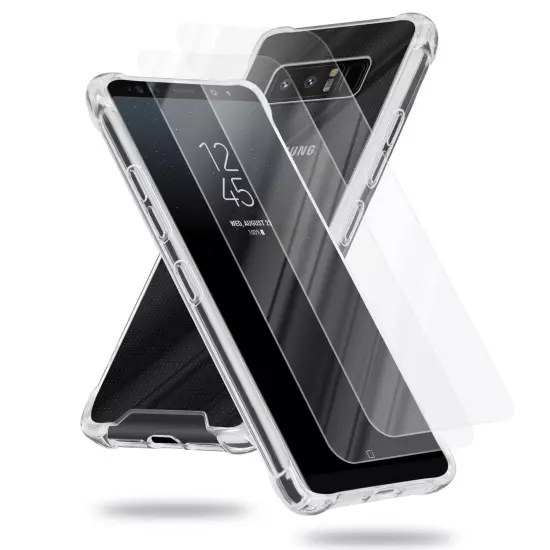 Case 2x Tempered Glass for Samsung Galaxy NOTE 8 Protection Cover TPU Silicone