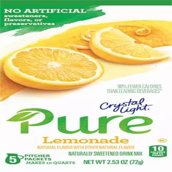 Crystal Light Pure Lemonade Naturally Flavored Powdered Drink Mix 5 Count Pitche