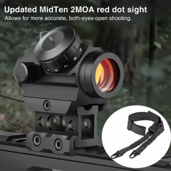 Tactical Red Dot Sight 4 MOA Compact Gun Sight Rifle Scope 1” Riser Mount Sling