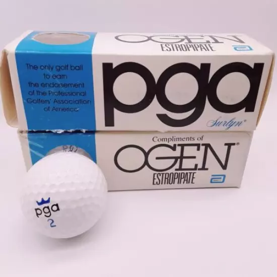 NOS Vintage PGA 2 Golf Balls 2 sleeves promotional Ogen Estropipate Abbot bin O