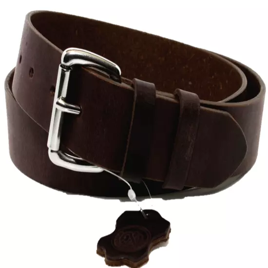 Men's Genuine Buffalo FULL GRAIN Leather Belt, 1 1/2" width, Handmade, By Amish