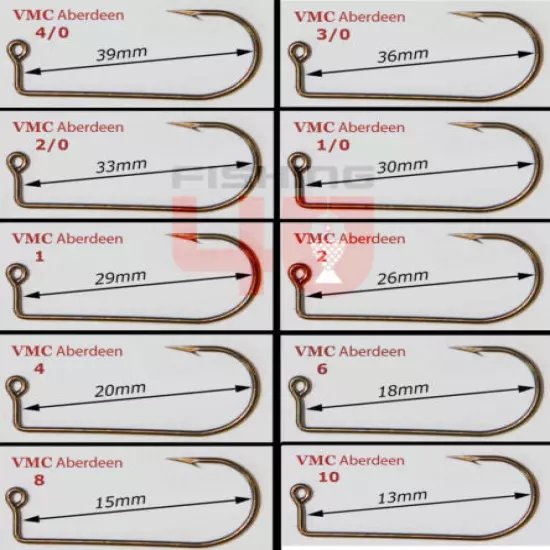 VMC ABERDEEN 9147 JIG FISHING HOOKS ALL SIZES / sea,boat, beach, coarse, fishing