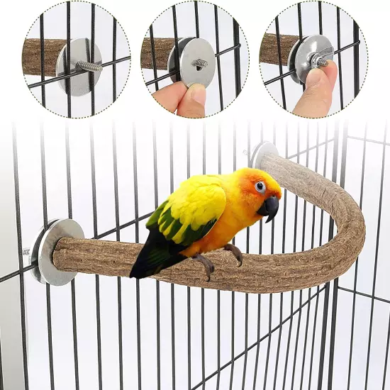 Parrot Bird Natural Wood Stand Perch Swing, U Shape