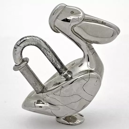 HERMES Pelican Motif 1992 Limited Cadena Padlock Silver Bag Charm nobox