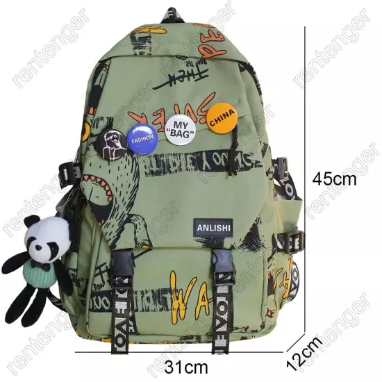 Women Men Backpack Lady Travel Badge Backpack Bag Female Student Bag