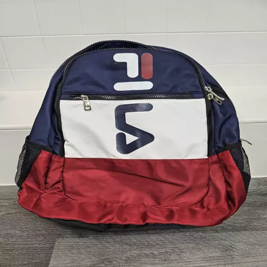 FILA WYATT Retro Backpack Laptop Tablet Bottle Holder Navy Red White Nwot