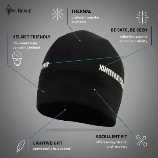 TrailHeads Black Power Cap with Reflective Accents, HyperReflect, One Size