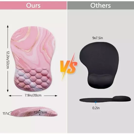 Mouse Pad Wrist Support, Ergonomic Mouse Pad,Pain Relief Keyboard Pink-New