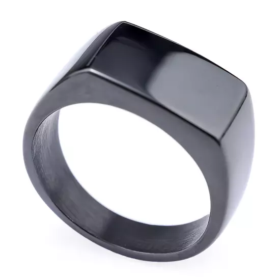 Men's minimalist geometric carved rectangular smooth ring, size 5-15 silver gold