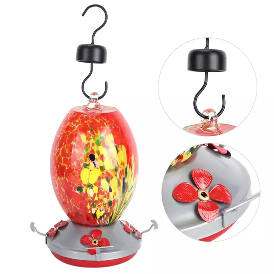 Q1)Hummingbirds Water Feeder Colorful Painting Glass Bird Feeding Tool For