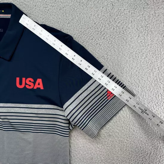 Adidas USA Olympics Golf Polo Shirt Mens Size Large Navy Blue Striped NEW