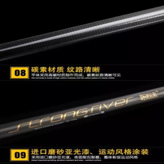 Spinning Fishing Rod Pole Super Fast Carbon Fiber Hard 3-5kg Max Drag Telescopic