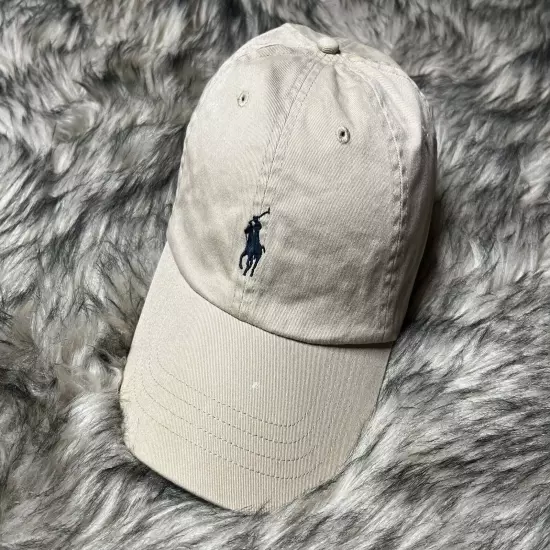 Polo Ralph Lauren Hat Cap Strap Mens Beige Pony Adjustable Preppy Golf DAD