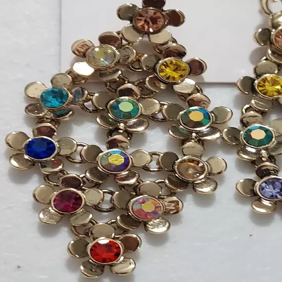 NWT Betsey Johnson Gold with Colorful Gemstones Earrings