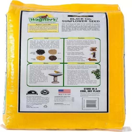 76027 Black Oil Sunflower Wild Bird Food, 25-Pound Bag