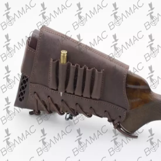 100% Leather Rifle Cartridge Holder Ammo Butt stock. Made in Ukraine. US Seller.