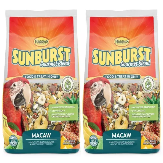 2 Pack of Sunburst Gourmet Blend Macaw Food, 3 Pounds Each, with Protein Egg ...