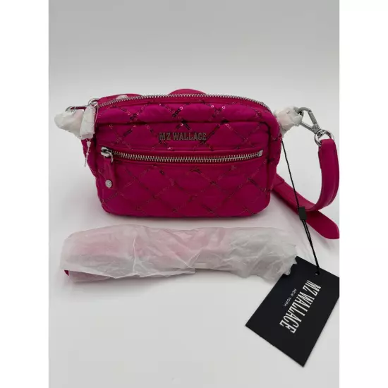 NEW MZ Wallace Mini Crosby Crossbody Bag Fuchsia with Sequins