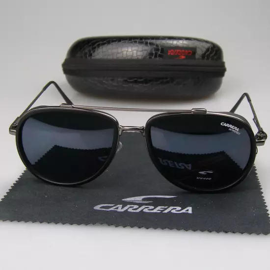 New Arrived Men Women Retro Sunglasses Windproof Matte Frame Carrera Glasses+Box