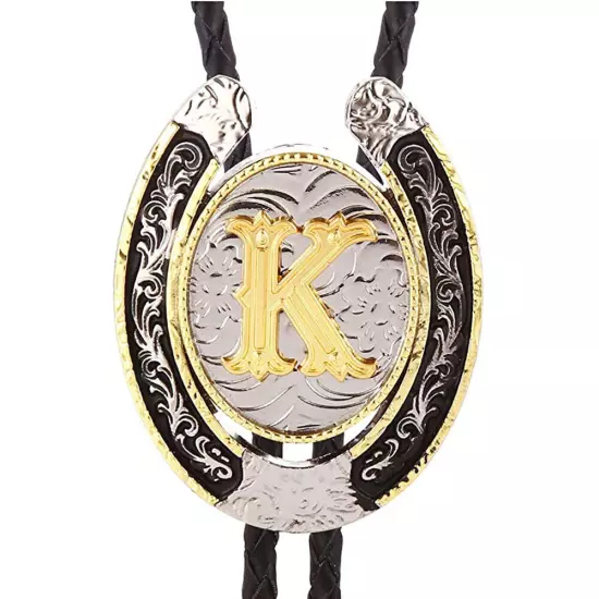 Bolo Tie for Men- Golden Initial Letter A to Z Western Cowboy Bolo Tie for Women