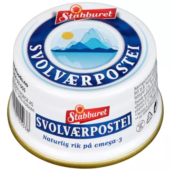 Svolvær Postei, Norway 100 grams tin. Fish spread based on cod roe and cod liver