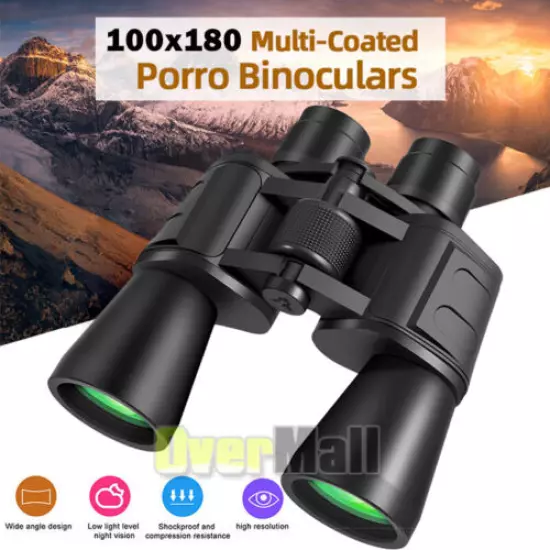 100x180 Military Binoculars Day & Night BAK4 Optics Auto Focus Hunting + Bag US