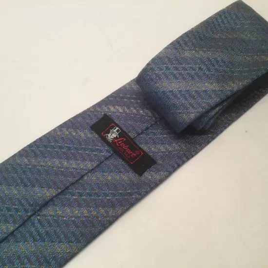 Vtg Liebert Mens Necktie Blue Grey Subtle Stripe 100% Silk 3.5 Wide 53” Length