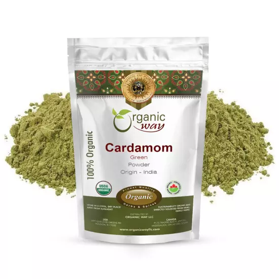 Organic Way Premium Quality Green Cardamom Elaichi Powder (Elettaria cardamomum)